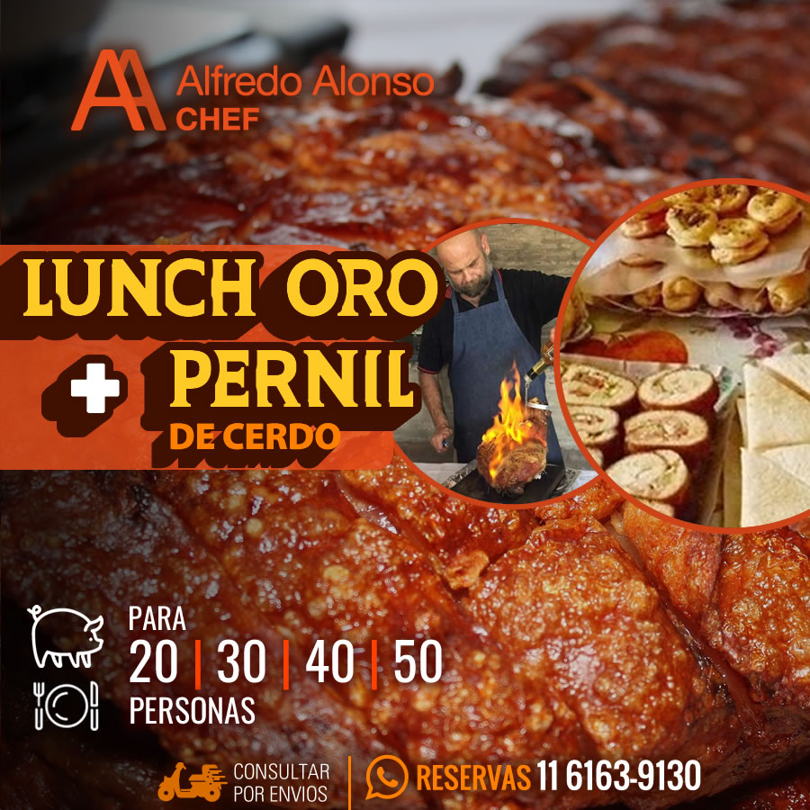 Pernil de cerdo + Lunch de oro para 20 - 30 - 40 - 50 Personas